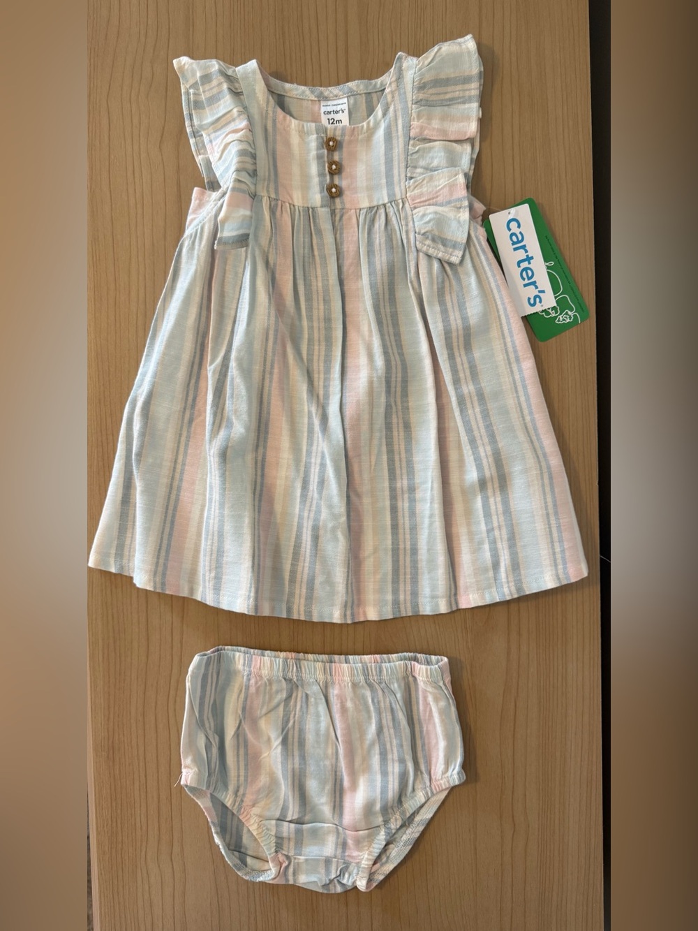 Carter's Pastel Blue and Pink Striped Sundress with Bloomer